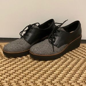 Clarks Black Leather Wedge Formal Shoes